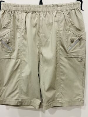 Beige Cherry Berry Above The Knee Cotton Mix Shorts