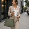 Green Or Brown Handbag With Shoulder Strap