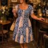 Navy/Brown Zebra Print Plus Size  Dress