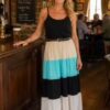 Black Vest Striped Dress With Plaited Belt In Various Colours