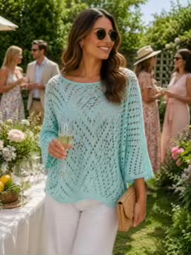 Pale Blue Light Weight Knitted Top