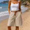 Plain Bermuda Belted Shorts In Various Colours
