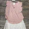 Pink 3D Floral Detail Frill Cap Sleeve Cotton Top