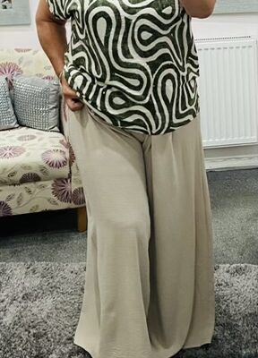 Wide Leg Palazzo Elasticated Waist Belted Trousers Various Colours