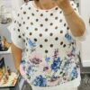Floral Polka Dot Print Oversized Cotton Top In Various Colours