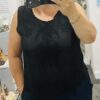 Black Or Lemon embroidery anglaise Cotton Vest Top
