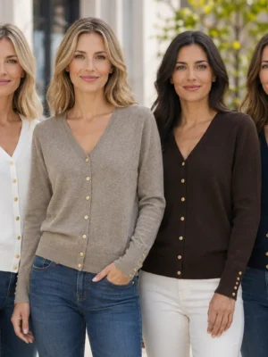 Black, Chocolate, Or Grey Gold Button Detail Lightweight Cardigan