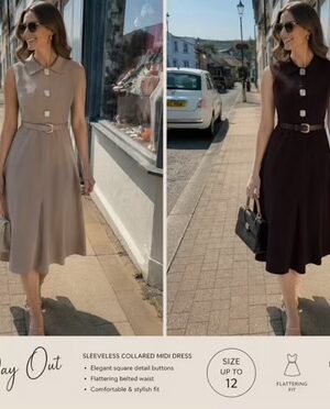 Taupe Or Chocolate Brown Belted Dress