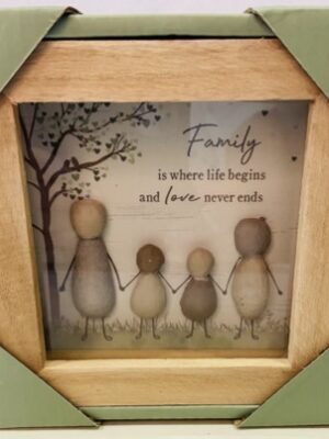 Wooden Pebble Friends And Family Plaque, 12cm "FAMILY IS WERE"
