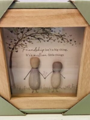 Wooden Pebble Friends And Family Plaque, 12cm "FRIENDSHIP I'SNT"