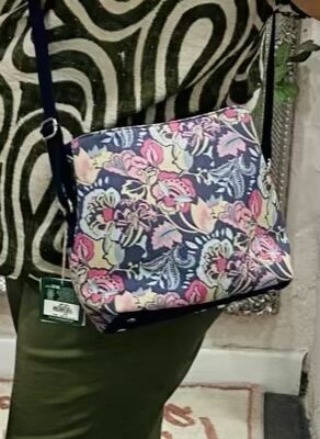 Blue Floral Mix Jacobean Canvas Logan Bag