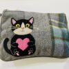 Cute Cat Holding A Heart Zipped Tweed Purse