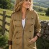 Brown Zip Up Military Style Lightweight Jacket