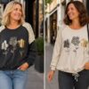 Black, Beige, Or Navy Animal Floral Foil Print Top