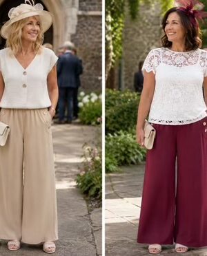 Wine, Black, Or Beige Button Pocket Detail Wide Leg Trousers