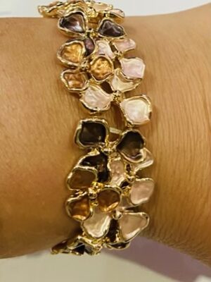 Mixed Brown Floral Elasticated Bracelet