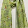 Robin Print Cotton Blend Lightweight Scarf In Green, Blue, And Black