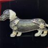 Grey Floral Sausage Dog Magnetic Broach/Scarf Fastener
