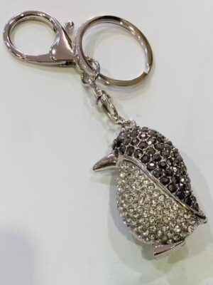 Grey Diamante Penguin Key Ring/Bag Charm
