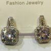 Rose Gold Or Silver Diamante Drop Square Earrings