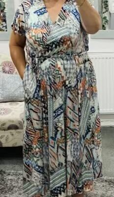 Plus Size Multi Abstract Print Dress