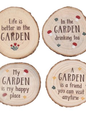 Garden Wood Slice Coaster Set